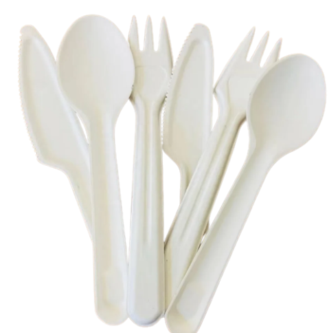 Wholesale Biodegradable Cutlery 100% Compostable Disposable Sugarcane Bagasse Pulp Molding Fork Knife Spoon Cutlery