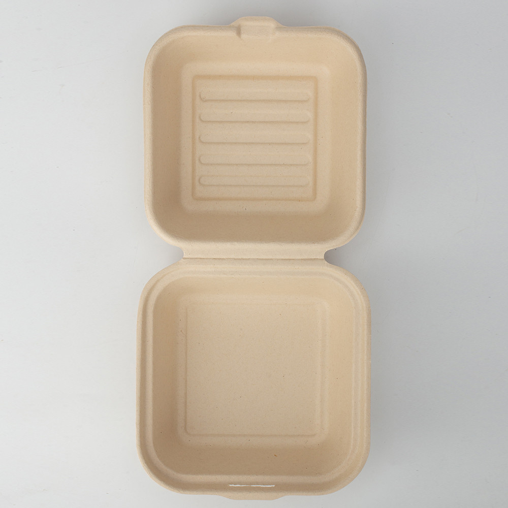 Eco-Friendly Pulp Mould Takeaway Packaging Disposable Sugarcane Bagasse Burger Box Biodegradable