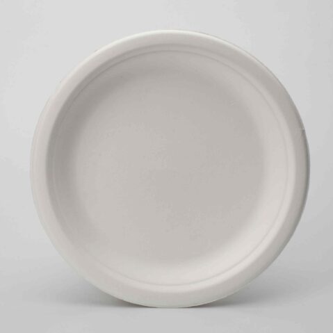 PFAS Free Disposable Biodegradable Sugarcane Bagasse Paper Pulp Mould Cake Boards Round Charger Plates