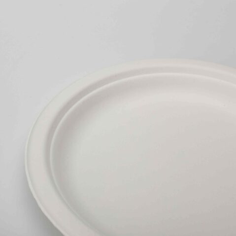 PFAS Free Disposable Biodegradable Sugarcane Bagasse Paper Pulp Mould Cake Boards Round Charger Plates