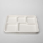 PFAS Free Eco-Friendly Disposable Lunch Tray Sugarcane Bagasse Frozen Microwavable Food Pulp Containers