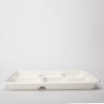 PFAS Free Eco-Friendly Disposable Lunch Tray Sugarcane Bagasse Frozen Microwavable Food Pulp Containers