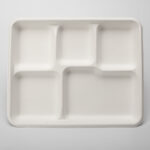 PFAS Free Eco-Friendly Disposable Lunch Tray Sugarcane Bagasse Frozen Microwavable Food Pulp Containers