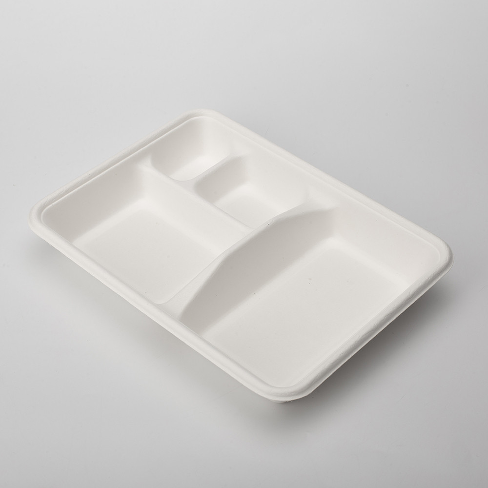 PFAS Free Eco-Friendly Disposable Lunch Tray Sugarcane Bagasse Frozen ...