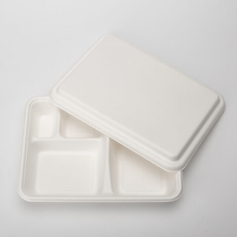 PFAS Free Wholesale 4 Compartment Take Away Biodegradable Eco-friendly Disposable Sugarcane Bagasse Molding Box