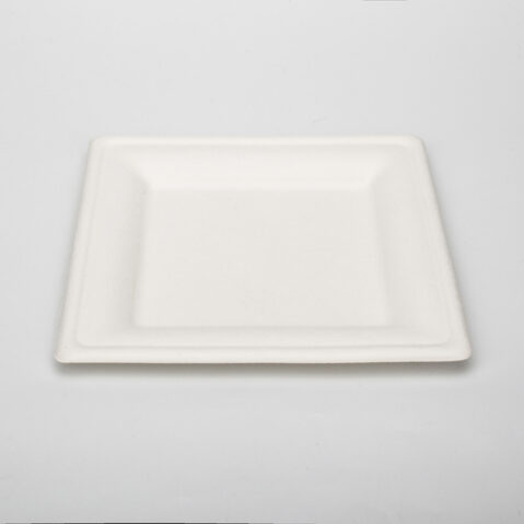 White Environmentally Friendly 8 Inch Disposable Bagasse Paper Plate Square Bagasse Plate For Party