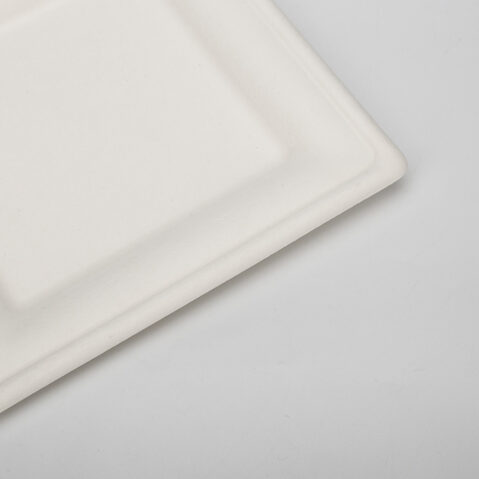 White Environmentally Friendly 8 Inch Disposable Bagasse Paper Plate Square Bagasse Plate For Party